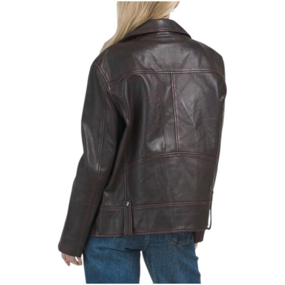 BOD & CHRISTENSEN Leather Oversized Moto Jacket - Picture 2 of 2